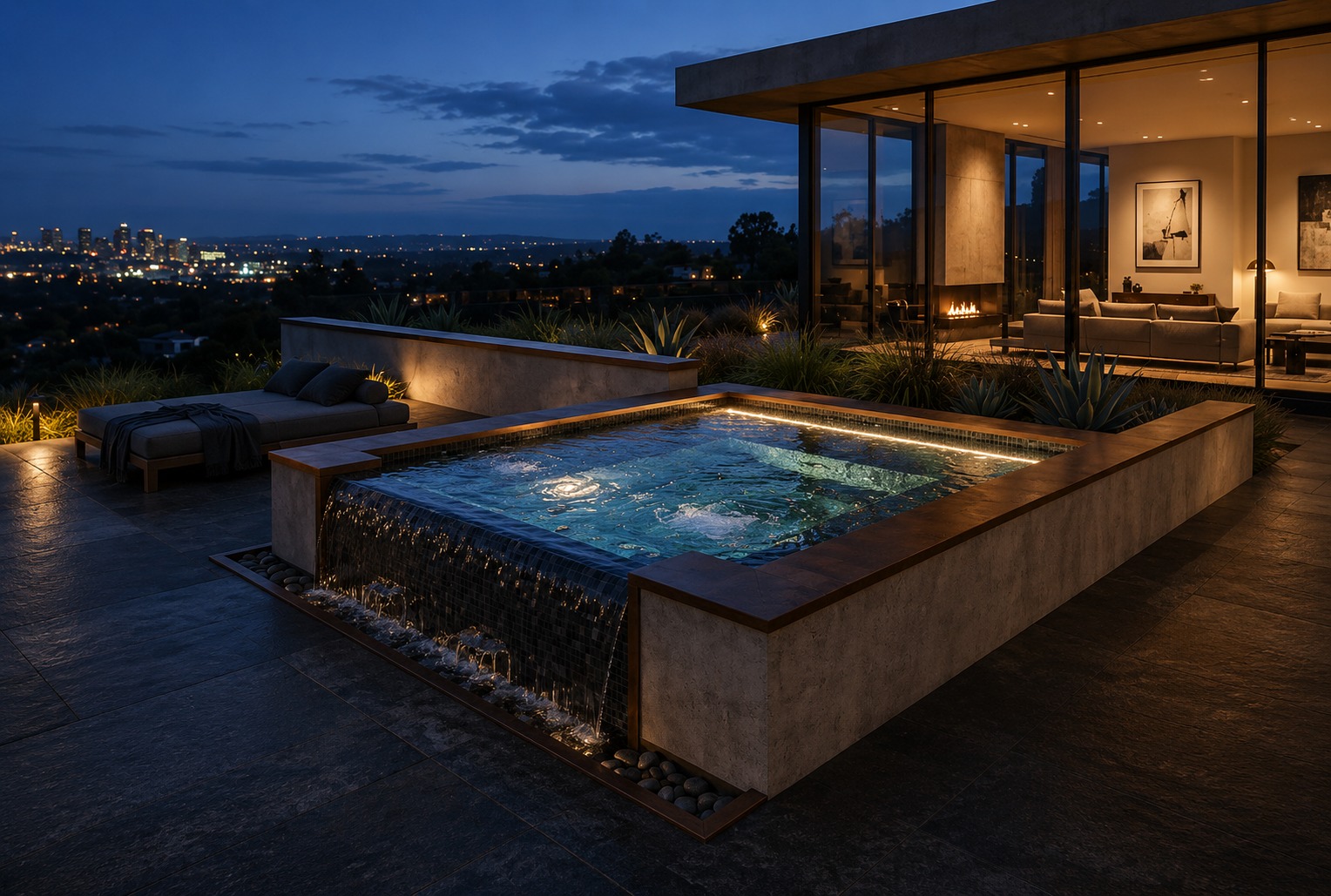 Raised Geometric Spa real pool inspiration